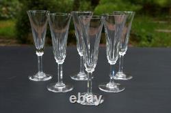 ST LOUIS CERDAGNE 6 Flûtes à Champagne en cristal taillé H 18,8cm