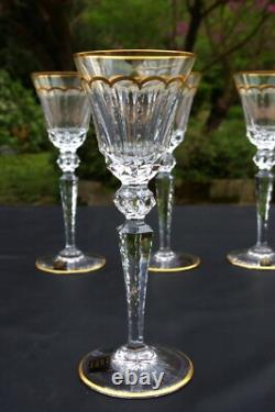 ST LOUIS Excellence 4 grands Verres à eau en cristal taillé doré H 25,1cm