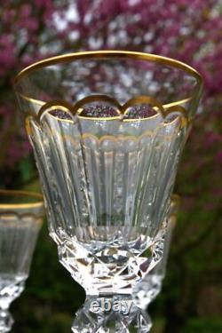 ST LOUIS Excellence 4 grands Verres à eau en cristal taillé doré H 25,1cm
