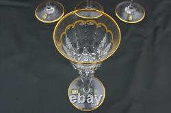 ST LOUIS Excellence 4 grands Verres à eau en cristal taillé doré H 25,1cm