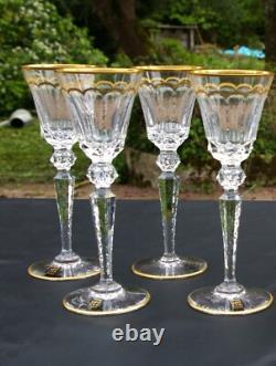 ST LOUIS Excellence 4 grands Verres à eau en cristal taillé doré H 25,1cm