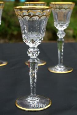 ST LOUIS Excellence 4 grands Verres à vin en cristal taillé doré H 22,4cm
