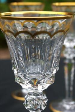 ST LOUIS Excellence 4 grands Verres à vin en cristal taillé doré H 22,4cm