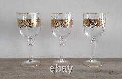 Saint-Louis 3 verres à vin Cristal et or fin doré à l' agate Début XXe
