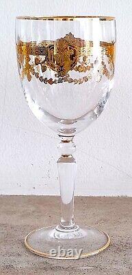 Saint-Louis 3 verres à vin Cristal et or fin doré à l' agate Début XXe
