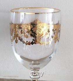 Saint-Louis 3 verres à vin Cristal et or fin doré à l' agate Début XXe