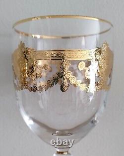 Saint-Louis 3 verres à vin Cristal et or fin doré à l' agate Début XXe