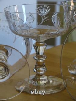 Saint Louis 6 Anciennes Coupes A Champagne Cristal Gravure Talma