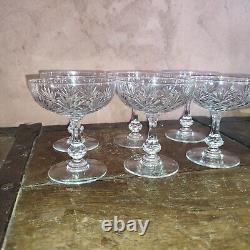 Saint Louis 6 coupes a champagne en cristal modèle Massenet c. 1930