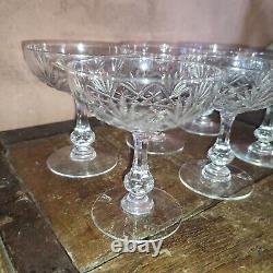 Saint Louis 6 coupes a champagne en cristal modèle Massenet c. 1930