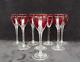 Saint Louis 8 Verres à Pied En Cristal Couleur Rouge Rubis Overlay Art Déco