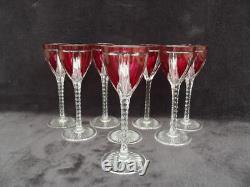 Saint Louis 8 verres à pied en cristal couleur rouge rubis Overlay Art Déco