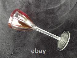 Saint Louis 8 verres à pied en cristal couleur rouge rubis Overlay Art Déco