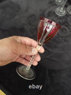 Saint Louis 8 verres à pied en cristal couleur rouge rubis Overlay Art Déco