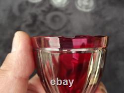 Saint Louis 8 verres à pied en cristal couleur rouge rubis Overlay Art Déco