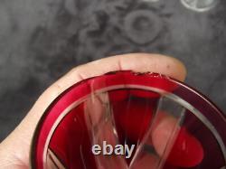 Saint Louis 8 verres à pied en cristal couleur rouge rubis Overlay Art Déco