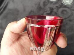 Saint Louis 8 verres à pied en cristal couleur rouge rubis Overlay Art Déco