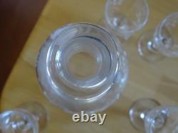 Saint Louis Ancien Service Liqueur Cristal Gravure Florale Art Nouveau