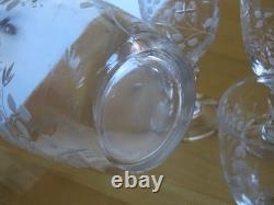 Saint Louis Ancien Service Liqueur Cristal Gravure Florale Art Nouveau