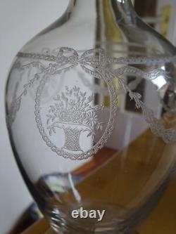Saint Louis Ancienne Carafe A Eau Ou Vin Cristal Gravure Sapho 1920