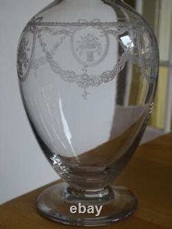 Saint Louis Ancienne Carafe A Eau Ou Vin Cristal Gravure Sapho 1920