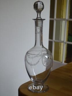 Saint Louis Ancienne Carafe A Eau Ou Vin Cristal Gravure Sapho 1920