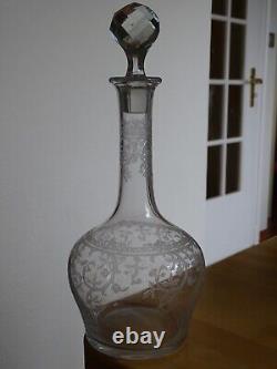 Saint Louis Ancienne Carafe A Vin Cristal Gravure Modele Metz Epoque 1920