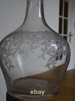 Saint Louis Ancienne Carafe A Vin Cristal Gravure Modele Metz Epoque 1920