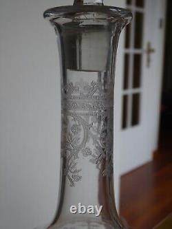 Saint Louis Ancienne Carafe A Vin Cristal Gravure Modele Metz Epoque 1920