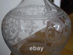 Saint Louis Ancienne Carafe A Vin Cristal Gravure Modele Metz Epoque 1920