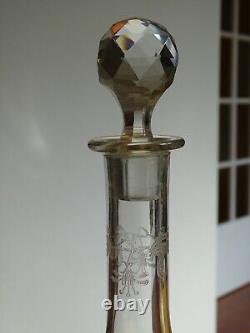 Saint Louis Ancienne Carafe A Vin En Cristal Modele Gravure Florale Art Nouveau