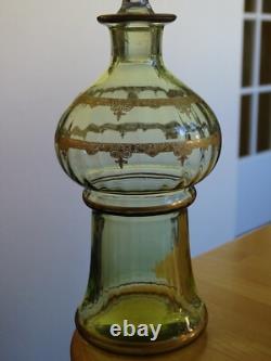 Saint Louis Ancienne Carafe Vert A Liqueur Cristal Gold Gravure Art Nouveau