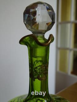 Saint Louis Ancienne Carafe Vert Liqueur Cristal Gravure Art Nouveau Talma Gold