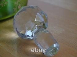 Saint Louis Ancienne Carafe Vert Liqueur Cristal Gravure Art Nouveau Talma Gold