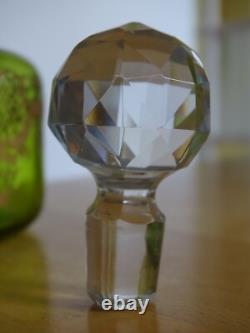 Saint Louis Ancienne Carafe Vert Liqueur Cristal Gravure Art Nouveau Talma Gold