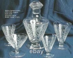 Saint Louis Astrid 6 Wine Crystal Glasses Verres A Vin Cristal Gravé Art Deco D
