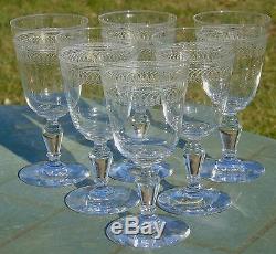 Saint Louis Baccarat Service de 6 verres à eau en cristal gravé. Fin XIXe s