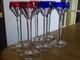 Saint Louis Bristol 6 Verres Liqueur Cristal Doubler Colorer Bleu Et Rouge 13,5