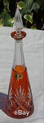 Saint Louis Carafe à liqueur en cristal doublé modèle Massenet, couleur orange