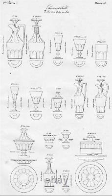 Saint Louis Caton 6 Weingläser Verre A Eau Vin Cristal Taille Cotes Plates 19eme