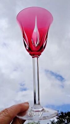 Saint Louis Cerdagne Verre A Vin Roemer Cristal Taillé De Couleur Coloré Rose
