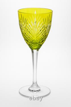 Saint Louis Chantilly verre Roemer cristal jaune taillé signé 23 cm Cristallerie