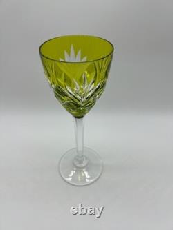 Saint Louis Chantilly verre Roemer cristal jaune taillé signé 23 cm Cristallerie
