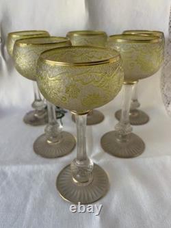 Saint Louis Cristal 6 Anciens Verres A Vin Art Nouveau