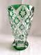 Saint-louis France Grand Vase En Cristal Overlay Vert En Excellent état