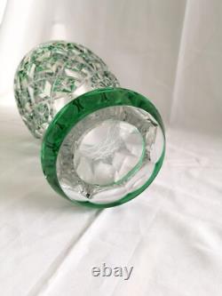 Saint-Louis France grand vase en cristal Overlay vert en excellent état