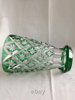 Saint-Louis France grand vase en cristal Overlay vert en excellent état