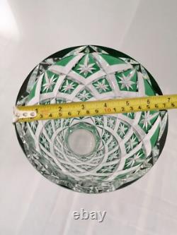 Saint-Louis France grand vase en cristal Overlay vert en excellent état