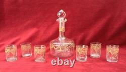 Saint Louis Gold Set Shot Cordial Glass Verre Service A Liqueur Cristal Grave Or