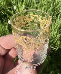 Saint Louis Gold Set Shot Cordial Glass Verre Service A Liqueur Cristal Grave Or